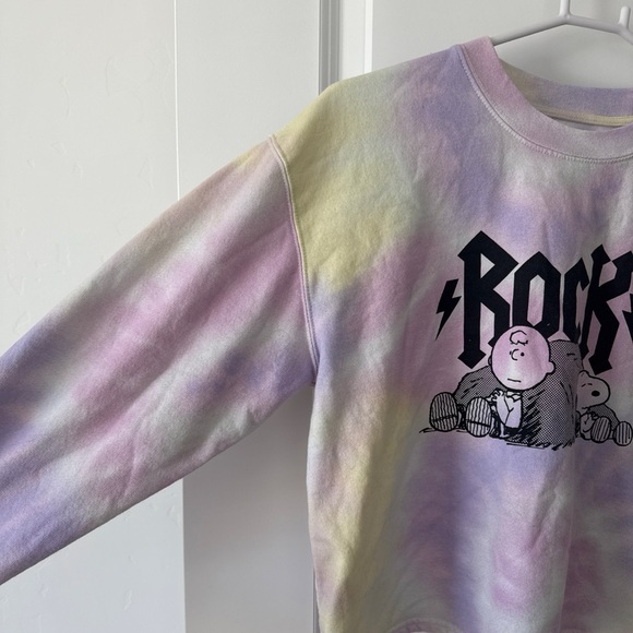 Peanuts Pastel Tie-Dye Crewneck Sweatshirt in Yellow, Lavender, Pink - Picture 3 of 7